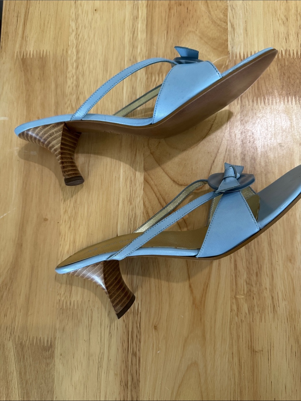 Anne Klein Light Blue Slip-On Kitten Heel Sandals - Women